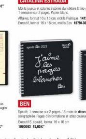 J'aime  pages blanches  Ww  Bon  Execuet S, spirale format 16x16 cm 1060063 15,65€ 