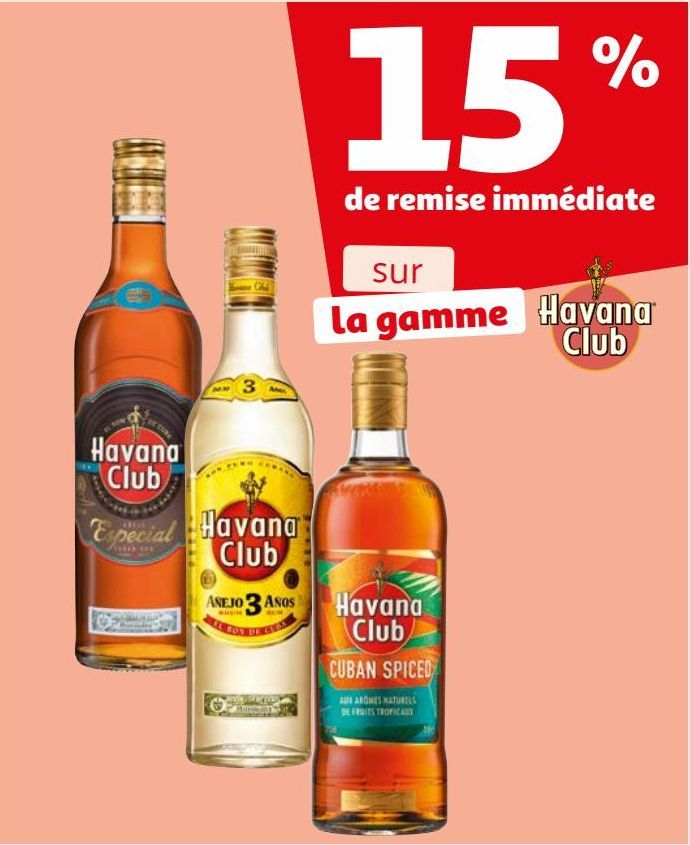 15% de remise immédiate sur la gamme Havana Club