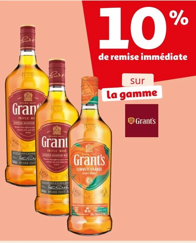 10% de remise immédiate  sur la gamme grant's