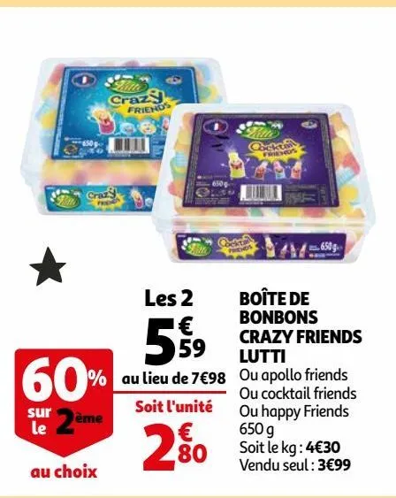 boîte de bonbons crazy friends lutti