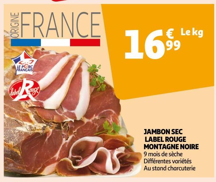 JAMBON SEC LABEL ROUGE MONTAGNE NOIRE