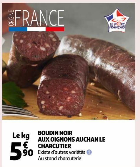 BOUDIN NOIR AUX OIGNONS AUCHAN LE CHARCUTIER