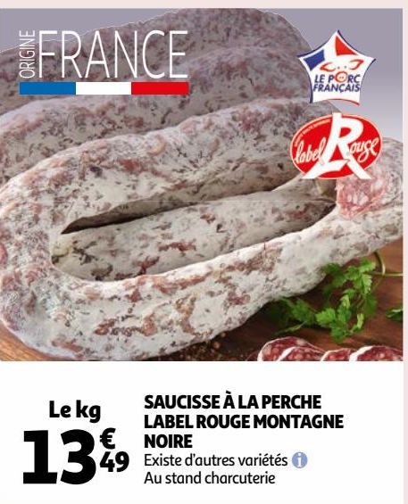 SAUCISSE À LA PERCHE LABEL ROUGE MONTAGNE NOIRE