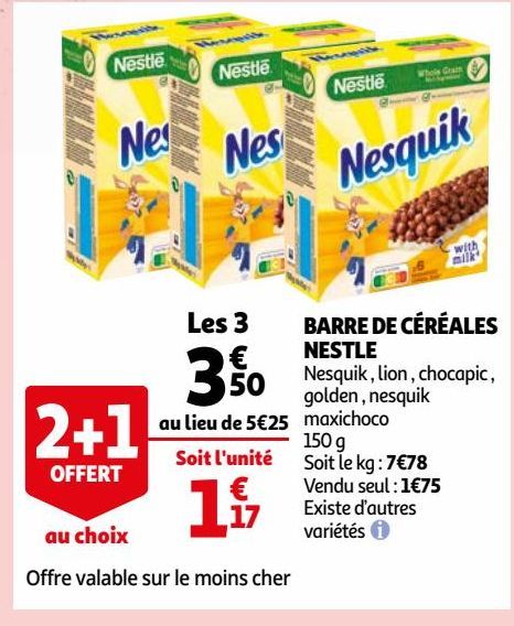 BARRE DE CÉRÉALES NESTLE