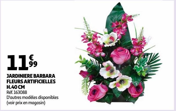  JARDINIERE BARBARA FLEURS ARTIFICIELLES H.40 CM