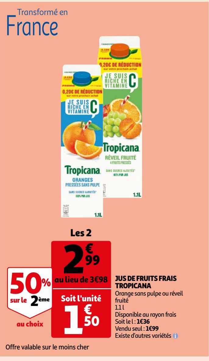 JUS DE FRUITS FRAIS TROPICANA