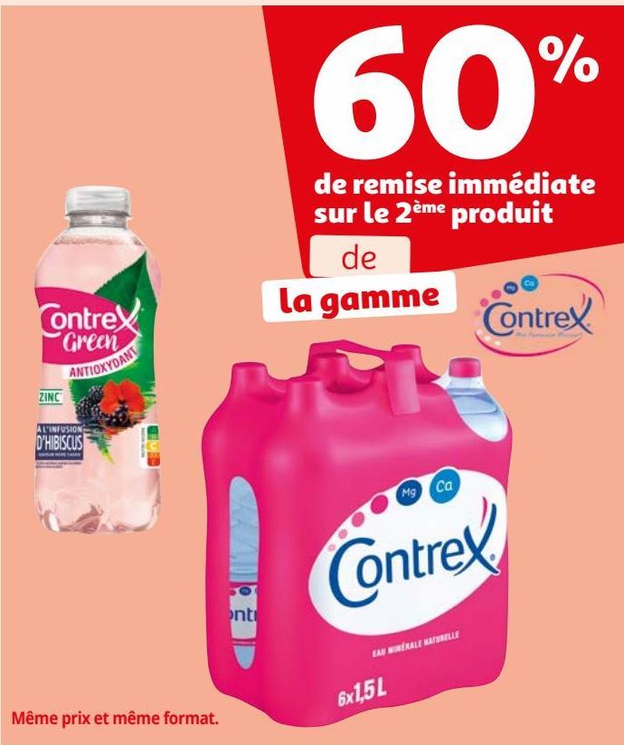 60% de remise immédiate sur le 2ème produit de la gamme Contrex