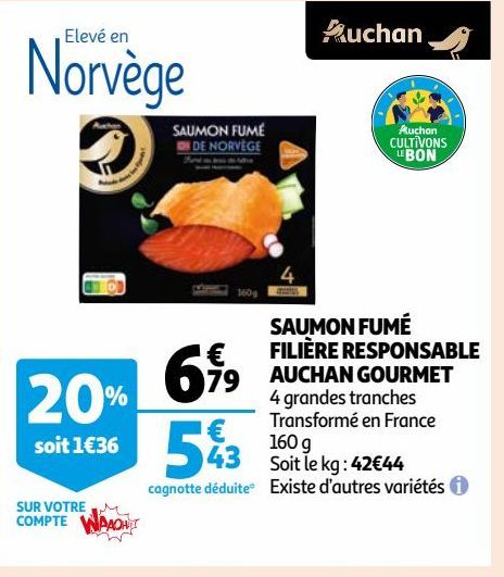 SAUMON FUMÉ FILIÈRE RESPONSABLE AUCHAN GOURMET