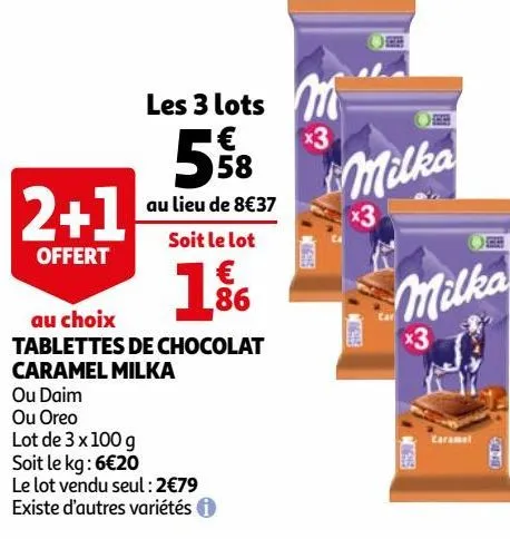 tablettes de chocolat caramel milka