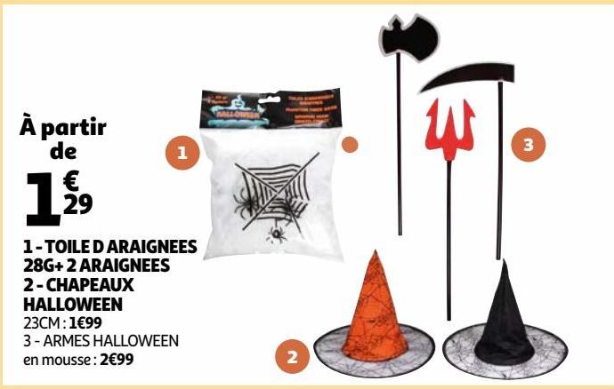 TOILE D ARAIGNEES 28G+ 2 ARAIGNEES 2 - CHAPEAUX HALLOWEEN