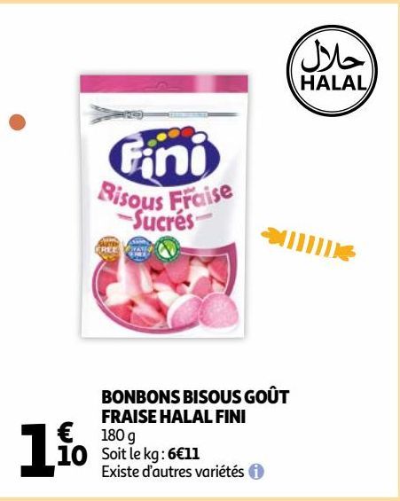 BONBONS BISOUS GOÛT FRAISE HALAL FINI