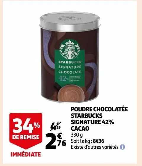 poudre chocolatée starbucks signature 42% cacao