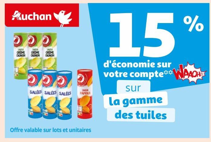 15% d'économie sur votre compte* WAAOH sur la gamme des tuiles