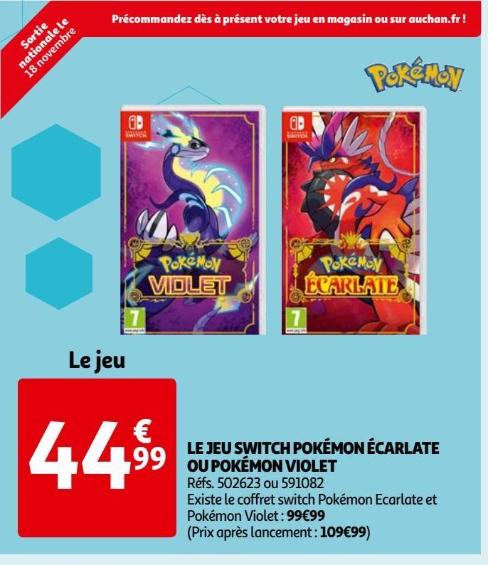 LE JEU SWITCH POKÉMON ÉCARLATE OU POKÉMON VIOLET