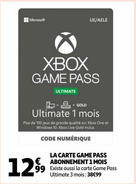 LA CARTE GAME PASS ABONNEMENT 1 MOIS