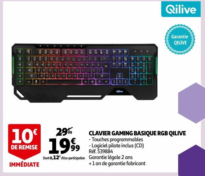 CLAVIER GAMING BASIQUE RGB QILIVE