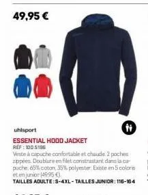 49,95 €  uhlsport  essential hood jacket ref: 100 5196  