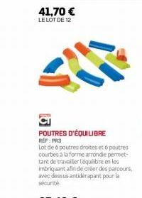 41,70 € LE LOT DE 12  POUTRES D'ÉQUILIBRE REF: PR3  Lot de 6 poutres droites et 6 poutres courbes à la forme arronde permet-tant de travailler l'equilibre en les imbriquant afin de créer des parcours,