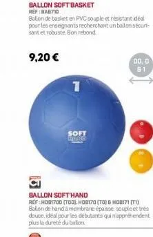 ballon soft basket ref:bab710  ballon de basket en pvc souple et résistant idéal pour les enseignants recherchant un ballon sécuri sant et robuste. bon rebond.  9,20 €  1  soft  radio  00,0 61  ballon