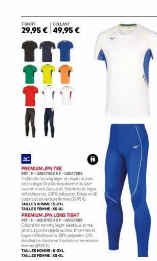 T-SHIRT  COLLANT  29,95 € 49,95 €  ↑↑↑  PREMIUM JPN TEE  REF:H-UZEA70028 F-UZEA7202 T-shirt de running léger et respirant avec technologie Drylite Empiècements laté raux en mesh Jacquard. Imprimés et 