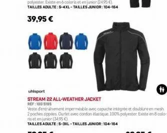 000  uhlsport  stream 22 all-weather jacket ref:1005195  ii 