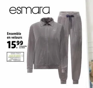 esmara  ensemble en velours  15.99  dero-tex  l'ensemble  