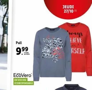 pull  9.99⁹  au choi  ecovero  en viscose ecoresponsable  jeudi 27/10 (¹)  ways  lieve  in  rself 