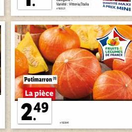 Potimarron (™) La pièce  24⁹  w2141  FRUITS & LEGUMES DE FRANCE 