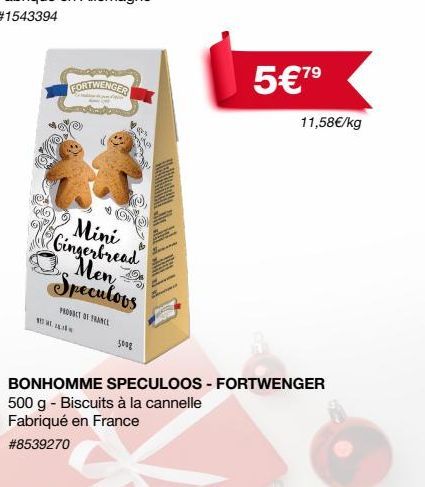 M  FORTWENGER  CAP  Mini Gingerbread Men Speculovs  PRODUCT OF FRANCE  500g  5€7⁹  11,58€/kg  BONHOMME SPECULOOS - FORTWENGER 500 g - Biscuits à la cannelle Fabriqué en France  #8539270 