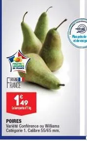 fruits  legumes hance  origine  france  149  նազան 11i  poires  variété conférence ou williams. catégorie 1, calibre 55/65 mm. 