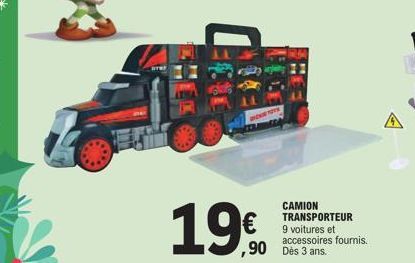 HONEY  19€  CAMION TRANSPORTEUR 9 voitures et accessoires fournis.  ,90 Des 3 ans. 