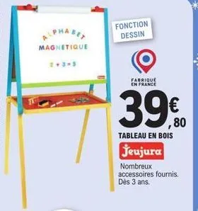 magnetique  2+3=5  fonction dessin  fabrique en france  39€  tableau en bois  jeujura  nombreux accessoires fournis. dès 3 ans. 