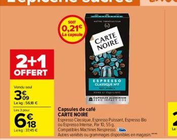 capsules de café Carte noire