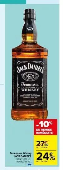 *****************  jack daniel's  old no.7  914  not  tennessee whiskey  our mash  tennessee whisky jack daniel's  a bandistillery modatna tehn  sa  -10%  de remise immediate  old n7,40% vol honey, 35
