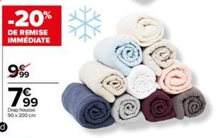 -20%  DE REMISE IMMÉDIATE  9999  799  Drap housse 90x200 cm 