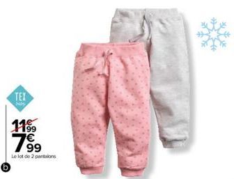 TEX  baby  11⁹9  7.99  €  Le lot de 2 pantalons 