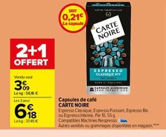 capsules de café Carte noire