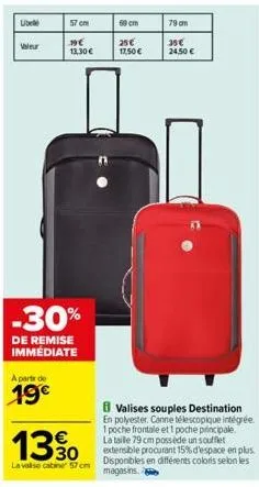 Valise souple destination 21 rouge 79cm : la valise à Prix Carrefour