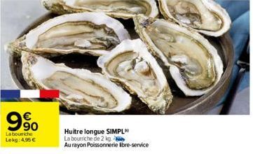 90  Labouriche Lekg: 4,95 €  Huitre longue SIMPL  La bourriche de 2 kg  Au rayon Poissonnerie Ibre-service 