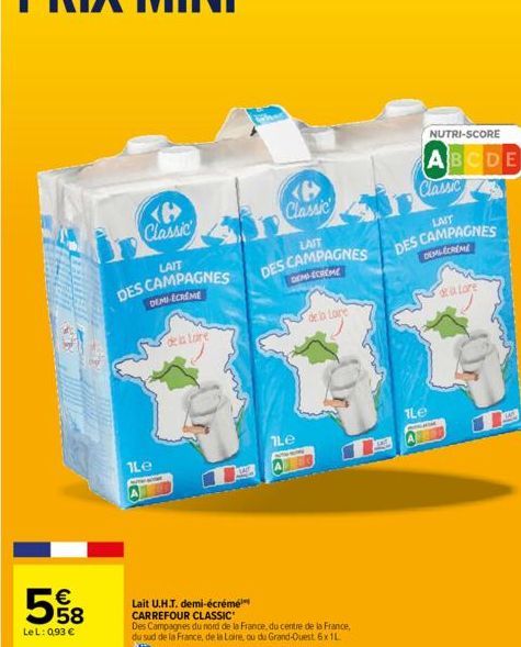 lait demi-écrémé Carrefour