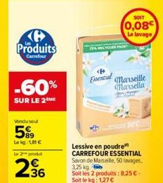 lessive en poudre Carrefour
