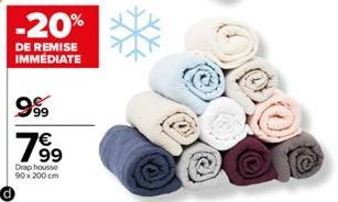 -20%  DE REMISE IMMÉDIATE  9999  799  Drap housse 90x200 cm 