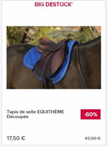 BIG DESTOCK'  Tapis de selle EQUITHÈME Découpée  17,50 €  -60%  43,90 €  