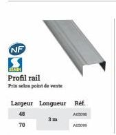 NF  SEMIN  Profil rail  Prix selon point de vente  Largeur Longueur Ref.  3m  70  AD5099 
