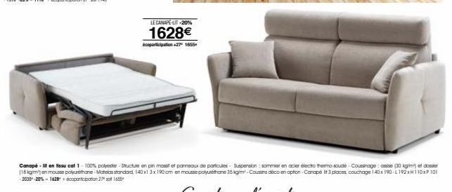 LE CANAPELIT -20%  1628€  écoparticipation +27 1655 