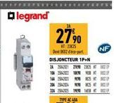 legrand  24  104  NA  24  27,⁹0  2375  Depar  DISJONCTEUR 1P+N  25  M  S  25  THE  NF 