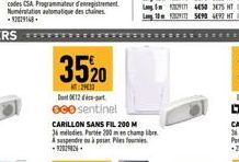 3520  2933  012- 600 sentinel  CARILLON SANS FIL 200 M  36 melodies Partie 200 mchamp libe  A suspendre ou à poser Ples  -224 