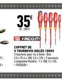 35€  2017  ED FACOM  COFFRET DE  S TOURNEVIS ISOLÉS 1000V 3 tournevis pour vis à fent 2.5x754 100 5.5x 125-2  à Poi:1x100, 2x125.  GOGGO 