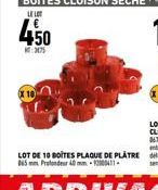 450  3175  LOT DE 10 BOITES PLAQUE DE PLATRE  065 mm Profondeur 40mm-12000411 