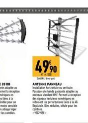 4990  MT4  D  ANTENNE PANNEAU Installation horizontale o verticale Possède une bande passa nouveau standard UHE Permet lanception  dero signecu hertiens n  siduisant les perturbation à Depliable. Dimr